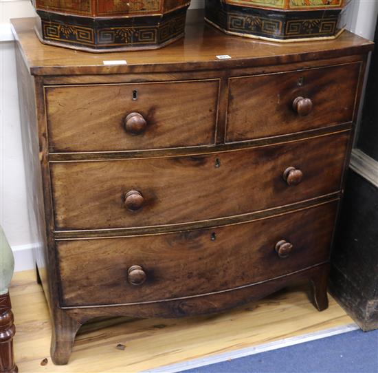 A Regency mahogany bowfronted chest of drawers, W.91cm